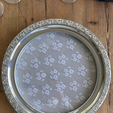 Silver Glass Lace detail Tray