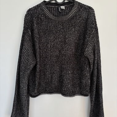 H&M Divided Chunky Knit Sweater black marl S