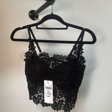 Spitzen Crop Top Schwarz