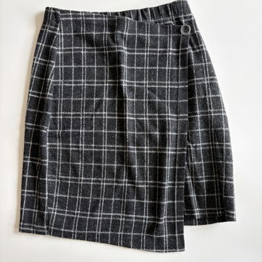 Grey checked wrap skirt