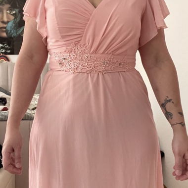 Long Pink Lace Dress