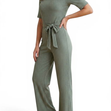 Ribbed Jumpsuit with Belt