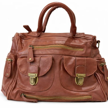 Grand sac à main marron avec poches Vintage 
