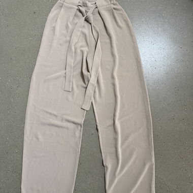 Beige Weitbein-Hose
