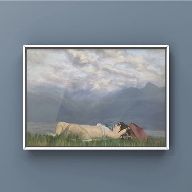 Art! Dipinto a olio paesaggistico/figurativo incorniciato