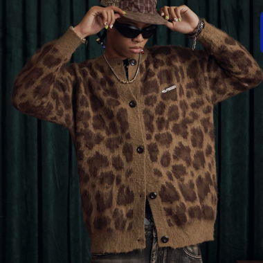 AELFRIC EDEN LEOPARD CARDIGAN  (M)