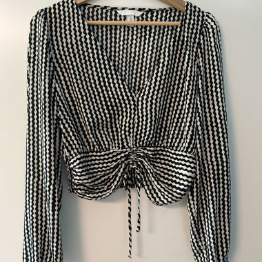 Pressed Wrap Blouse with Pattern