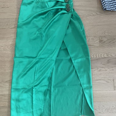 Gonna in raso Zara verde XS