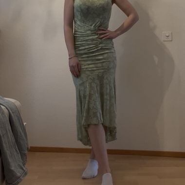 Abito midi verde con motivo
