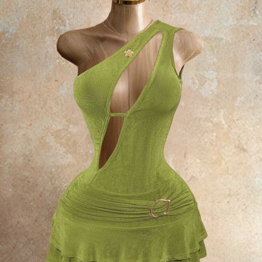 Robe asymetrique vert