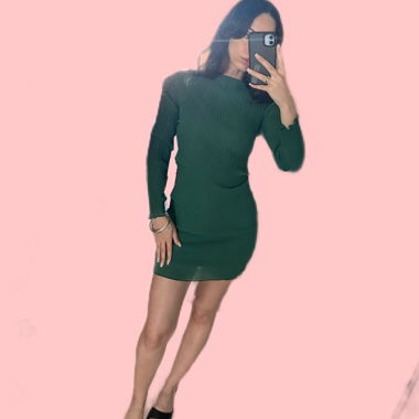 Green Pleated Mini Dress (Petite)