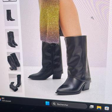 Bottes noires mi-mollet à talon bloc