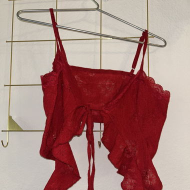 red ruffle croptop