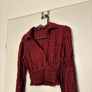 Karo Cropped Oberteil, Gr. EU S, Damen 
