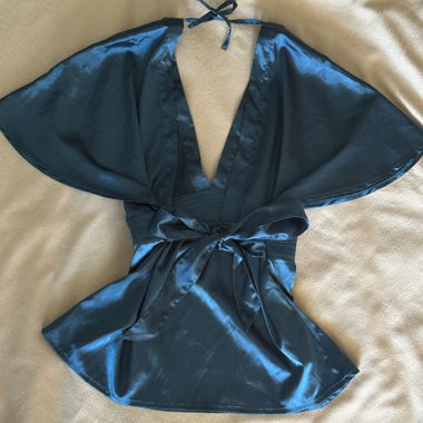 blue satin blouse