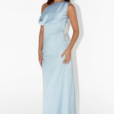 Abito lungo maxi in raso blu Peppermayo