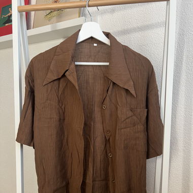brown fabric shirt