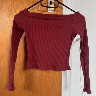 Burgundy Ribbed Crop Top