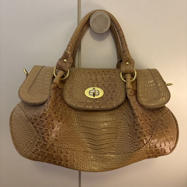 Brown/Beige Croc-Style Handbag