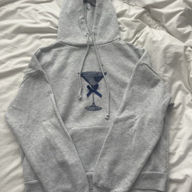 grey hoodie martini glass motif