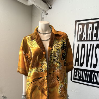 vintage y2k japanese dragon button up