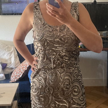 Bronze Pailletten Minikleid