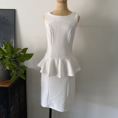 Vestito VESST bianco peplum elegante, Taglia L