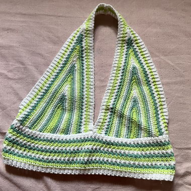 Green and White Crochet Top