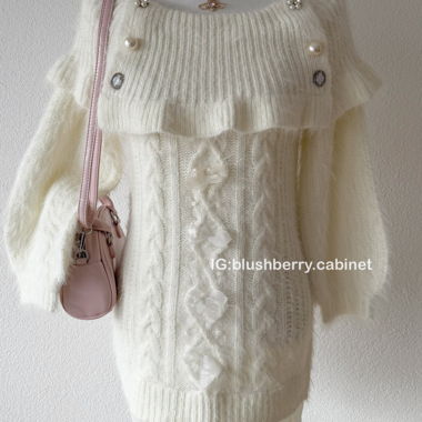 Liz Lisa Weiss Gestricktes Babydoll Grösse S/M