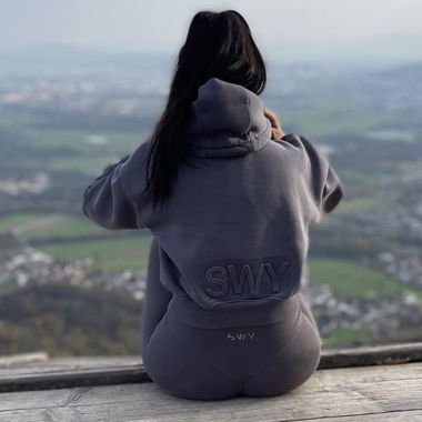 Grey SWY Zip-Hoodie, cropped fit