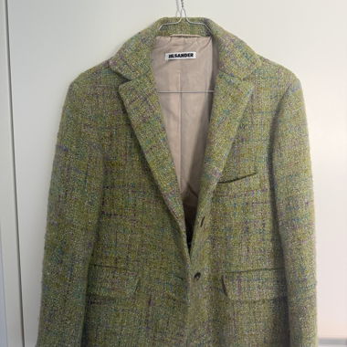 Jil Sander Tweed Blazer Green Sparkly