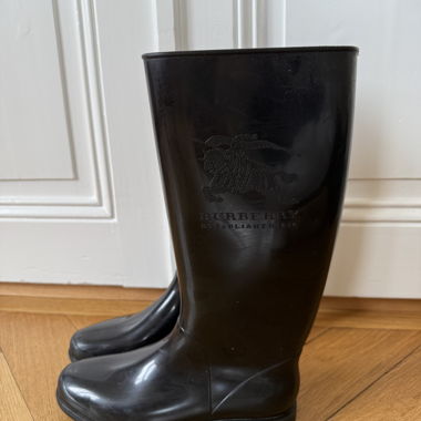 Stivali da pioggia in gomma neri Burberry EU 38