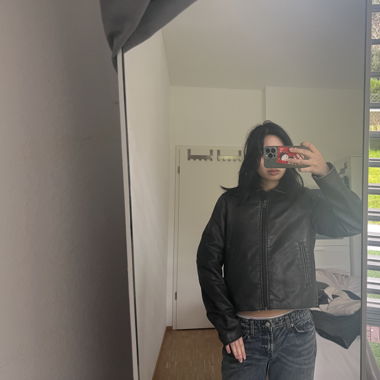 faux leather cropped straight jacket