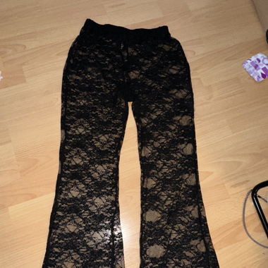 black lace flare pants, size s