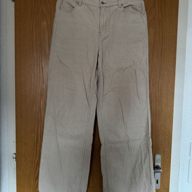 Beige weite Manchester Cord-Hose