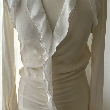 Blusa P*INKO, top in seta, S 36, bianco