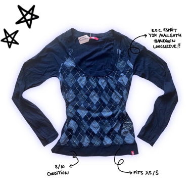 y2k mall goth/grunge argyle longsleeve