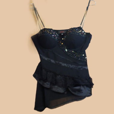Black embellished bustier top by lovie