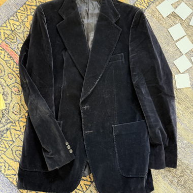 Vintage-Blazer aus dunkelblauem Samt von UK Marks & Spencer