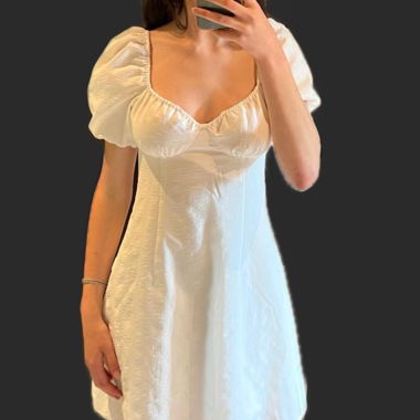 Robe blanche courte à col corset