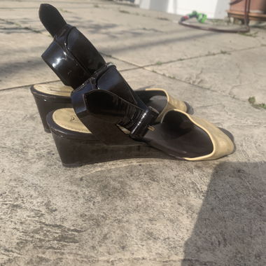 Black wedge sandals