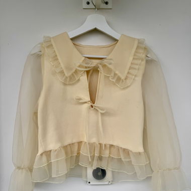 Blusa con volant gialla/crema taglia S