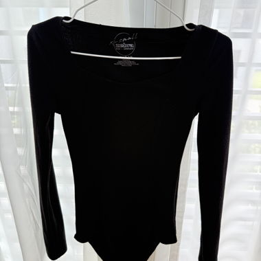 Black Zebra Long-Sleeve Bodysuit Top