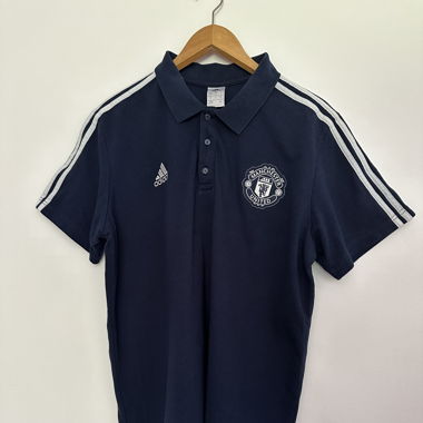 Adidas Polo Manchester United Streifen Dunkelblau