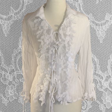 Vintage La City weisses florales Sheer-Hemd S/M