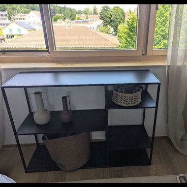 Black metal shelf