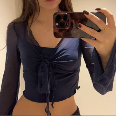 Dark blue long-sleeve top