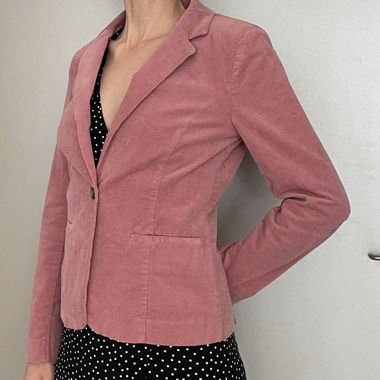 Blazer da donna in velluto a coste rosa