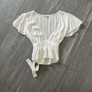 Blusa bianca effetto cache-cœur Gr. S