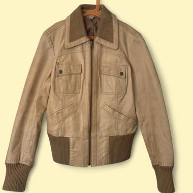 Blouson en cuir beige Vero Moda